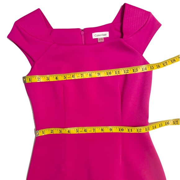 Calvin Klein Hot Pink Capped Sleeve Scuba Sheath Dress Size 4 - Picture 7 of 12